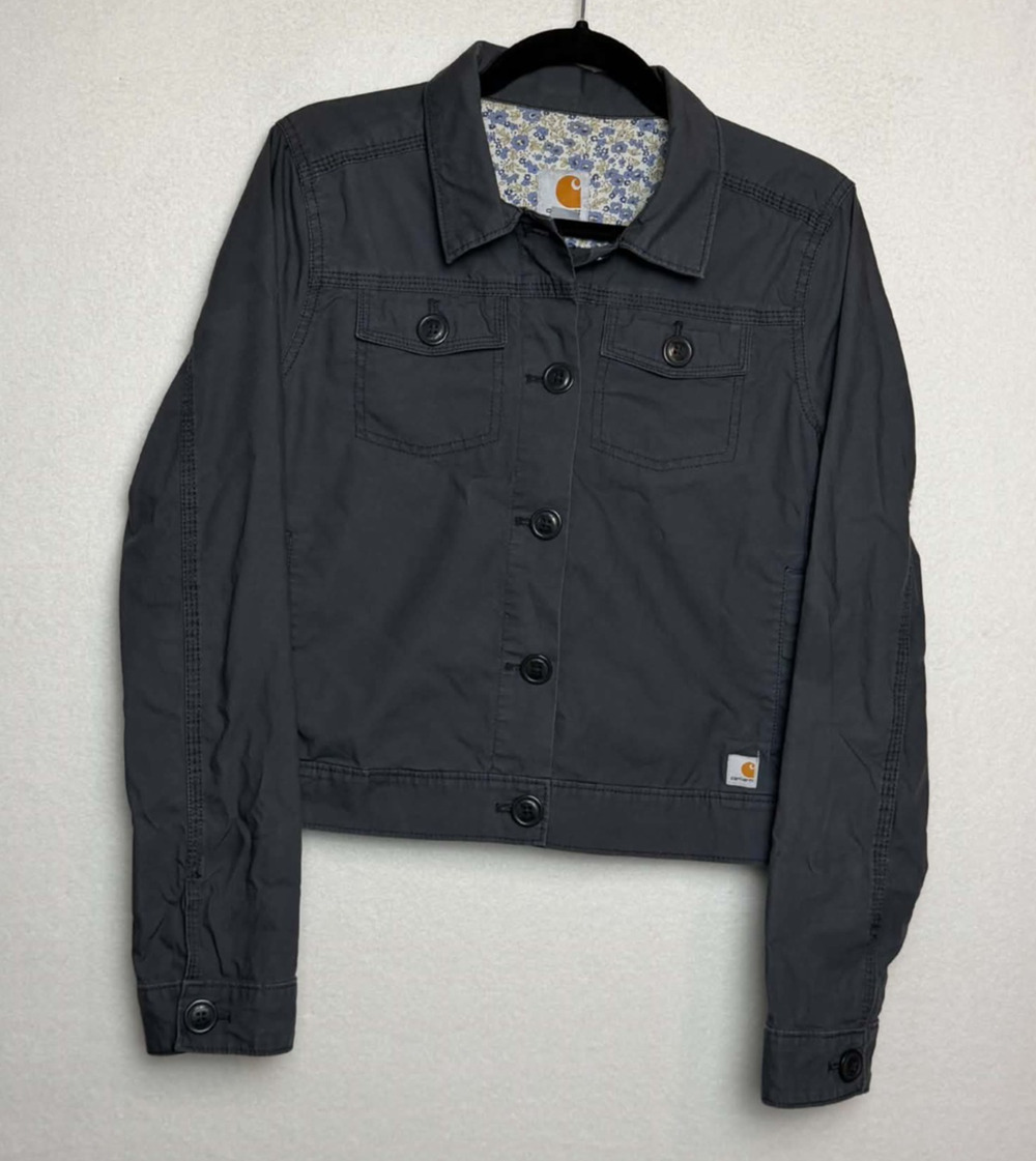 Carhartt Trail Jacket Women's M Charcoal Gray Trucker Cropped Gorp Barn Workwear